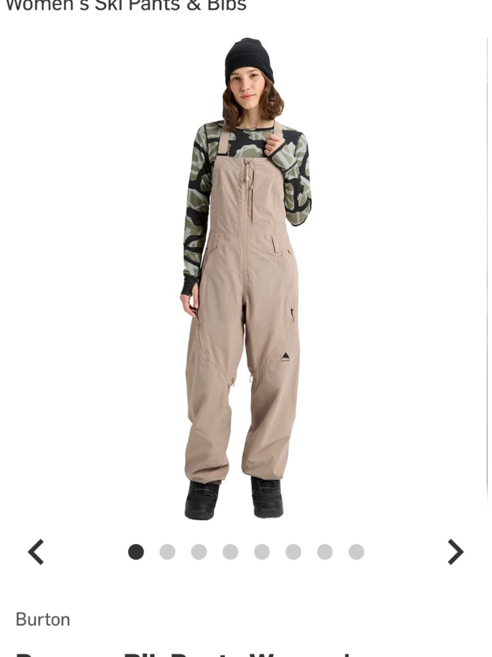 Burton bib beige new snow pant